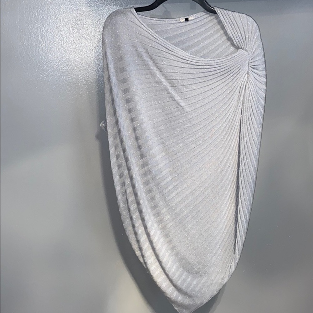 Gray Glittery Off-the-Shoulder Blouse